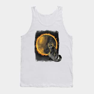 Funny Cat Solar Eclipse Tank Top